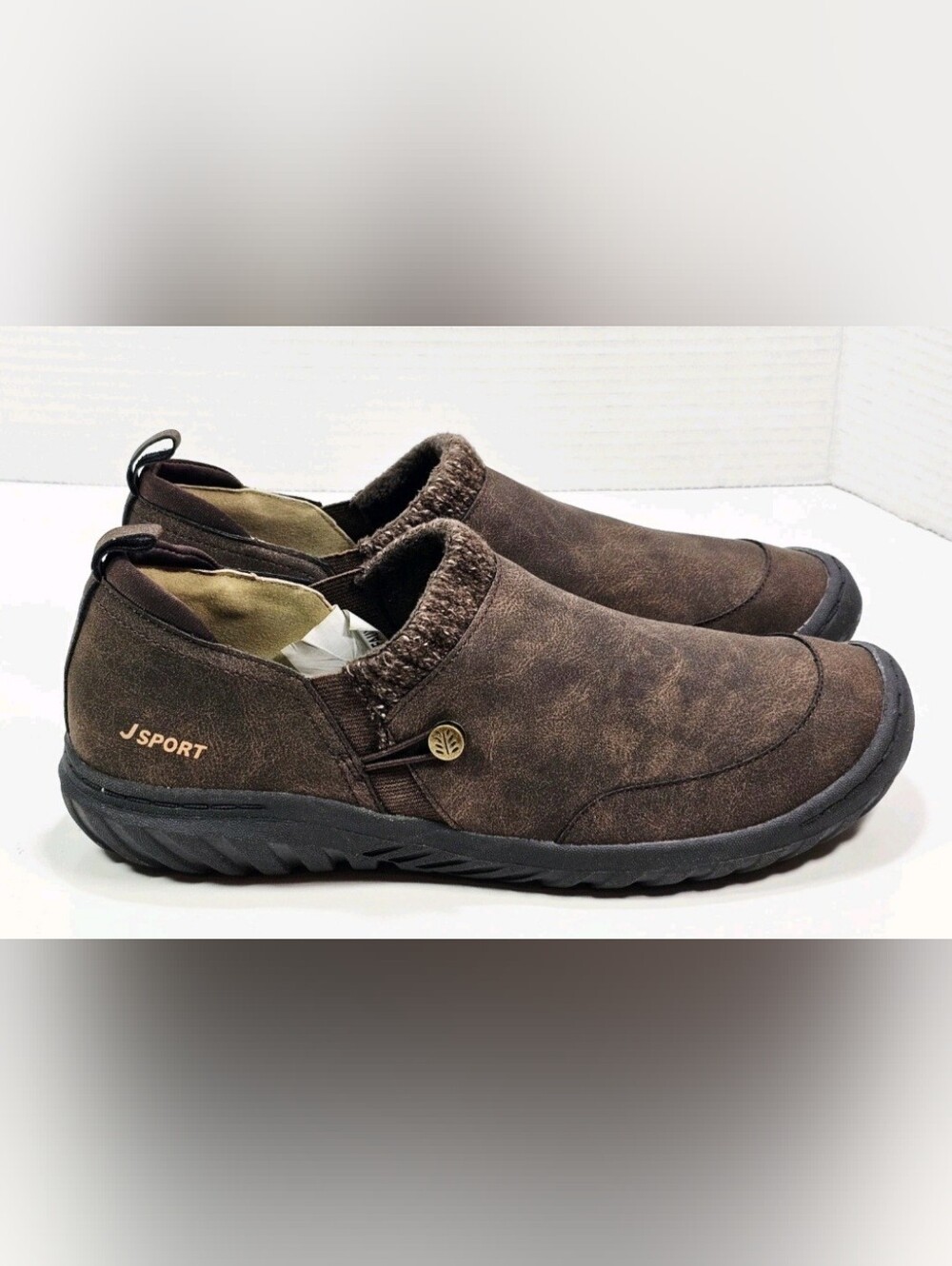 JSport Womens 11.0 M Alice Loafers Brown Faux Fur Slip-on Shoes By Jambu